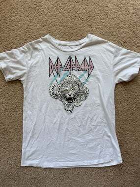 Def Leppard Girls Retro Graphic Print Leopard T-Shirt Size XL 14/16